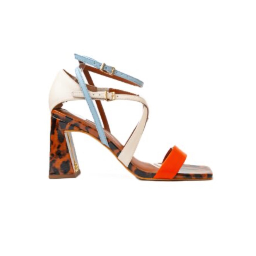 NWT- Jorge Bischoff Stylish Women's Multi-Color Heeled Sandals EUC 39